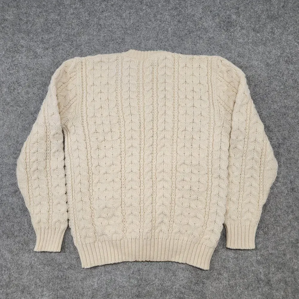 VTG ST Michael Mens Size 42 100% Pure British Wool Cableknit Cardigan‎ Sweater